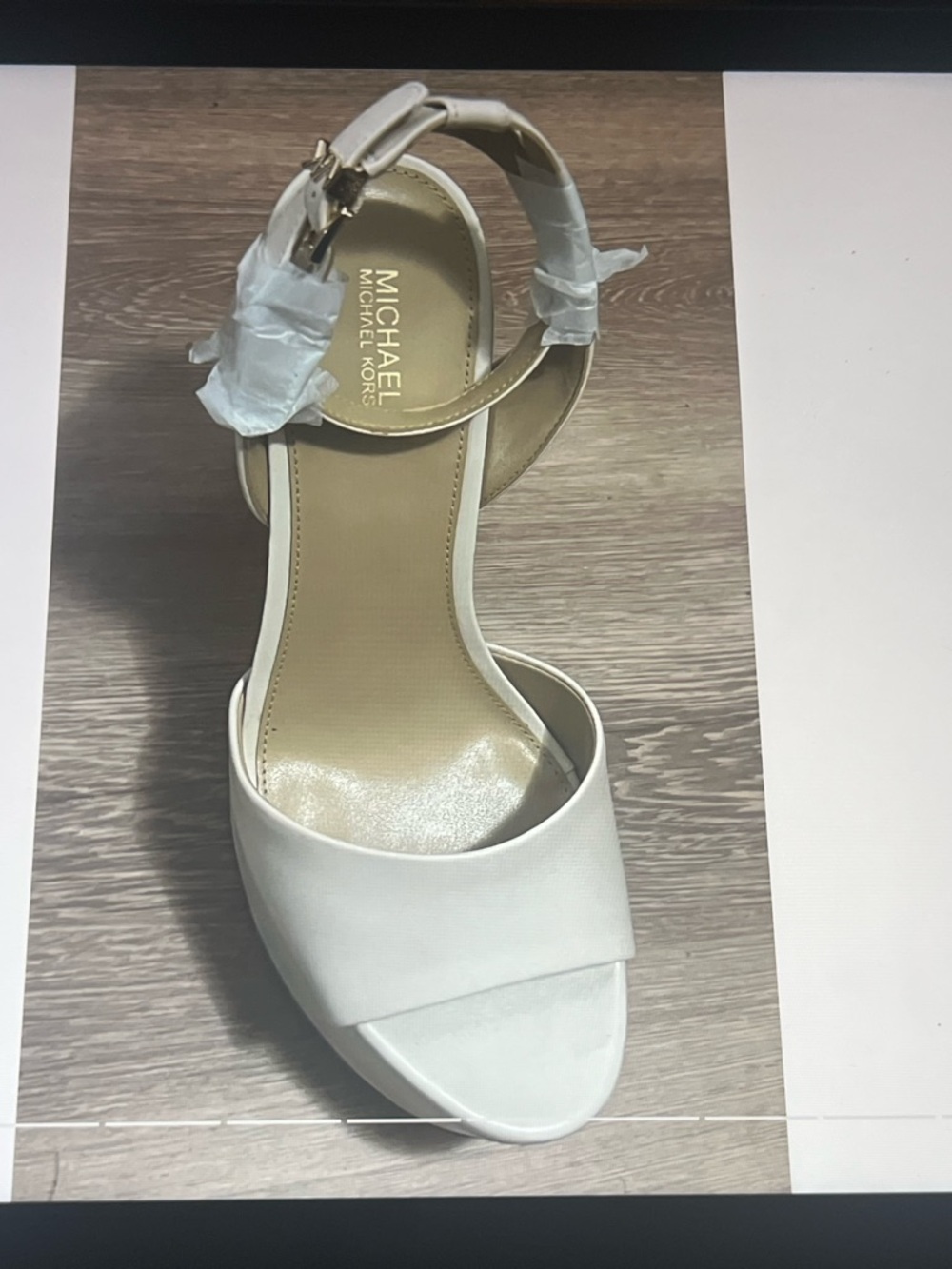 MICHAEL Michael Kors LT Cream Platform Ankle-Strap Sandals